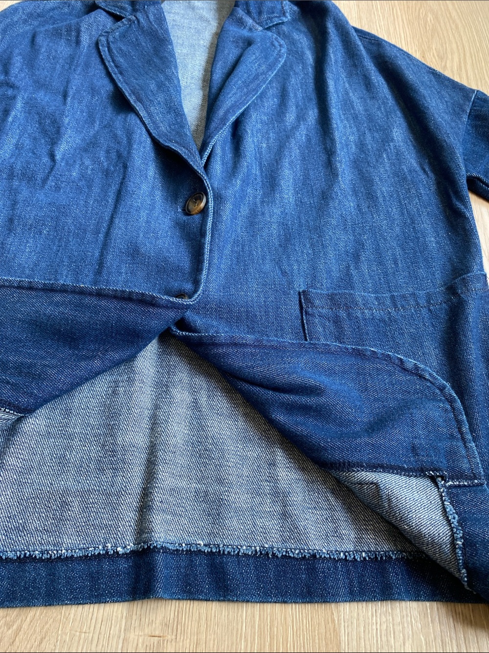 Vanessa Milano Italy Denim Oversized Blazer Jacket 100% Cotton S - Picture 7 of 13